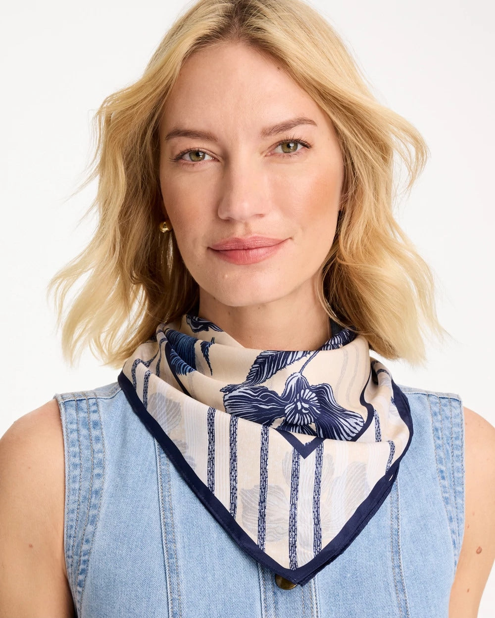 Chico's For Sale - Striped Floral Square Scarf