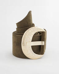 Chico's Outlet - Green Faux Suede Sash Belt