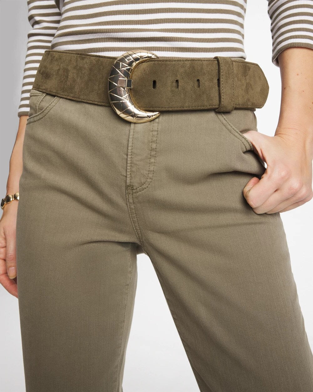 Chico's Outlet - Green Faux Suede Sash Belt