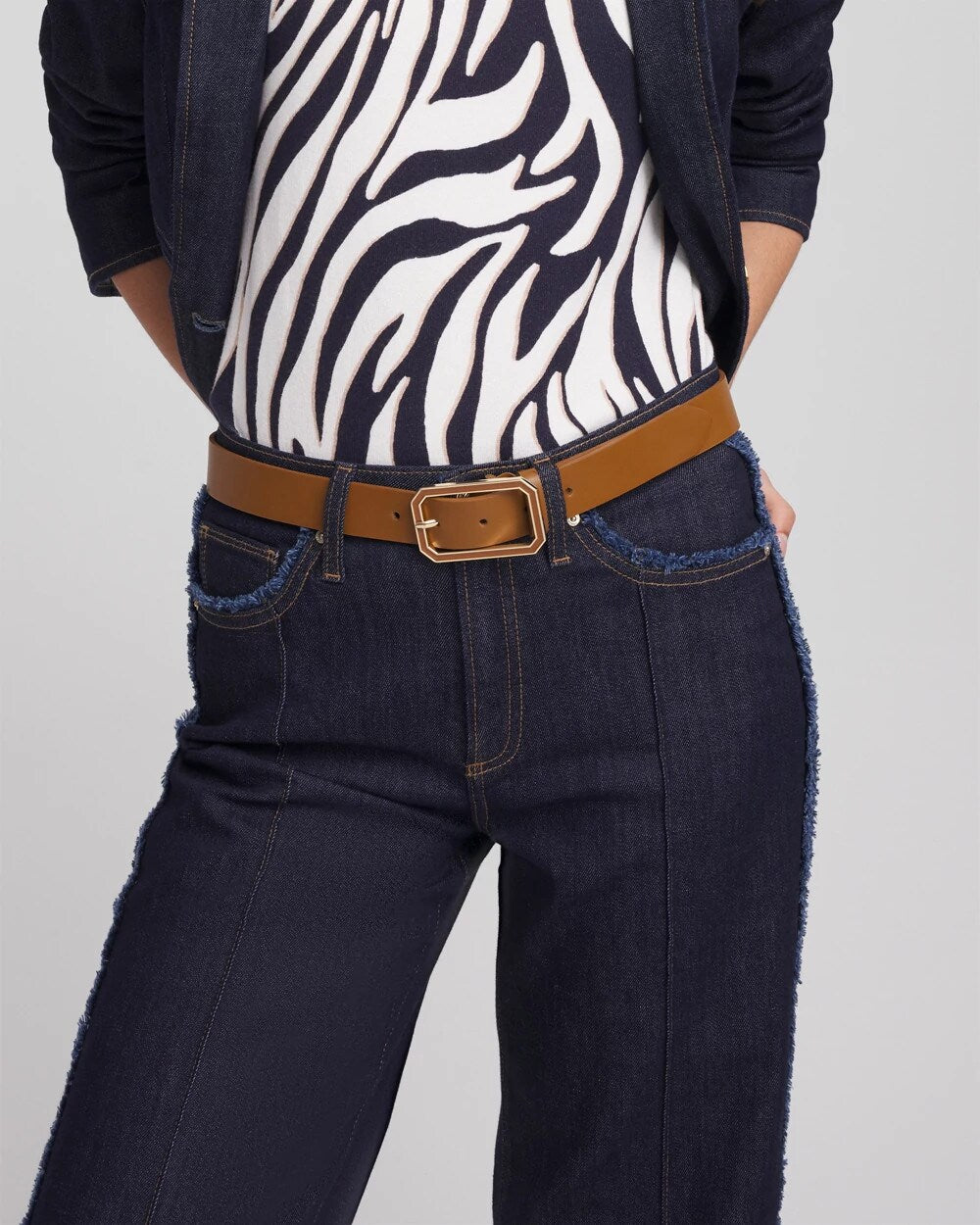 Chico's Outlet - Cognac Enamel Buckle Trouser Belt