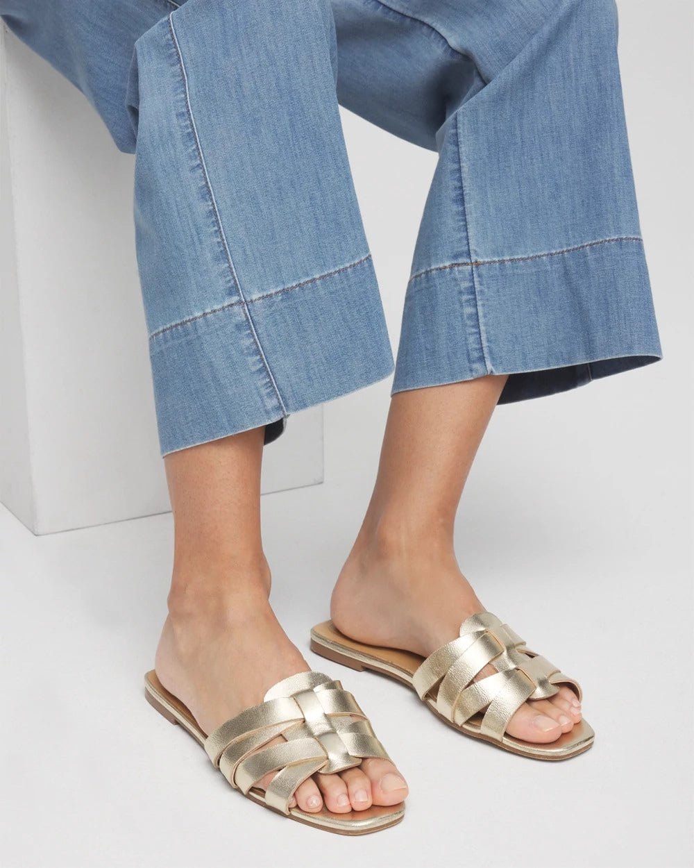 Chico's On Sale - Leather Cassidy Cross-Strap Slide Shoes