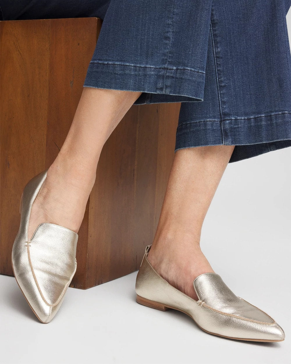 Chico's On Sale - Gold Metallic Leather Loafer