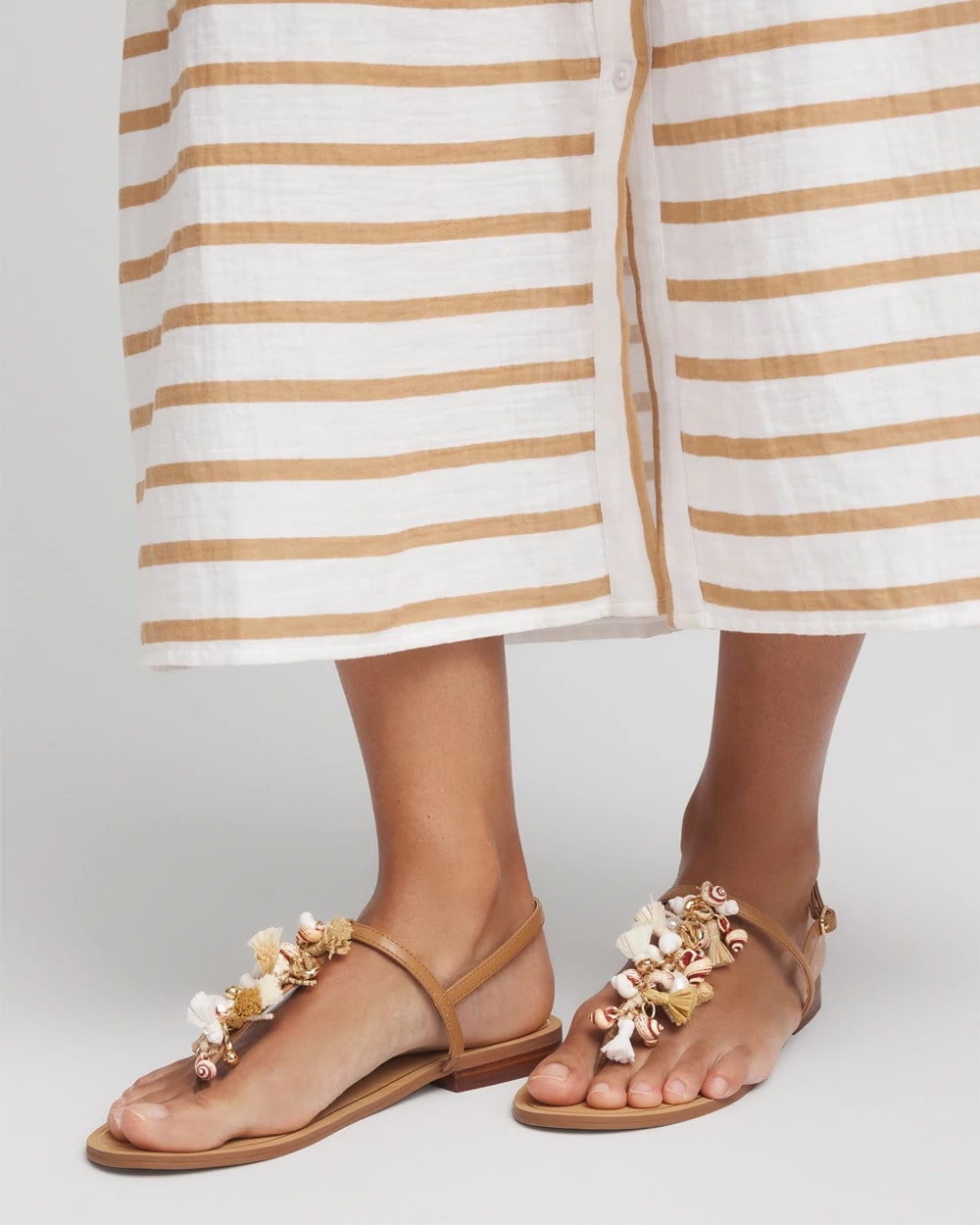 Chico's / Beach Seashell T-Strap Sandals