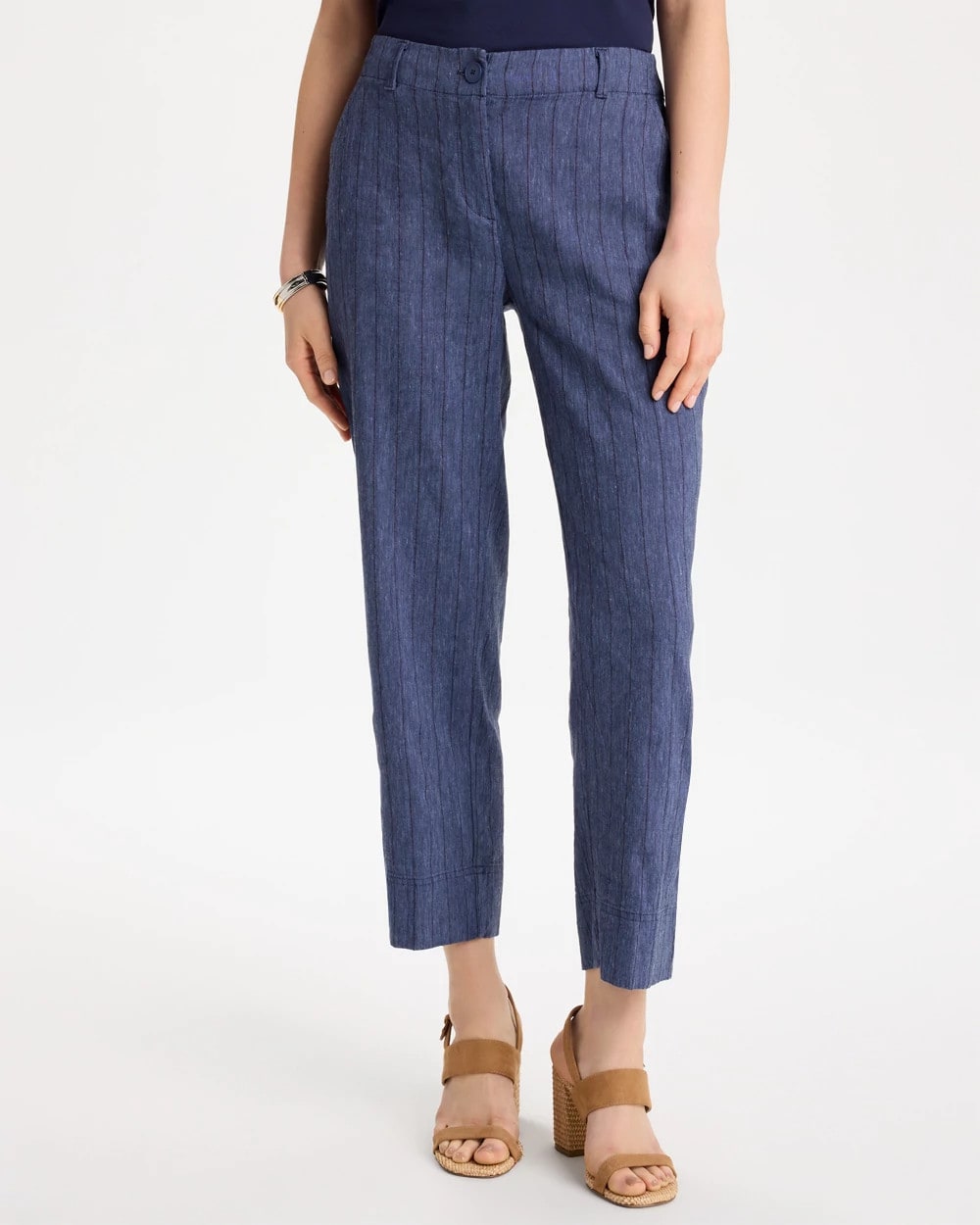 Chico's Online - Pinstripe Soft-Stretch Linen Crop Pant