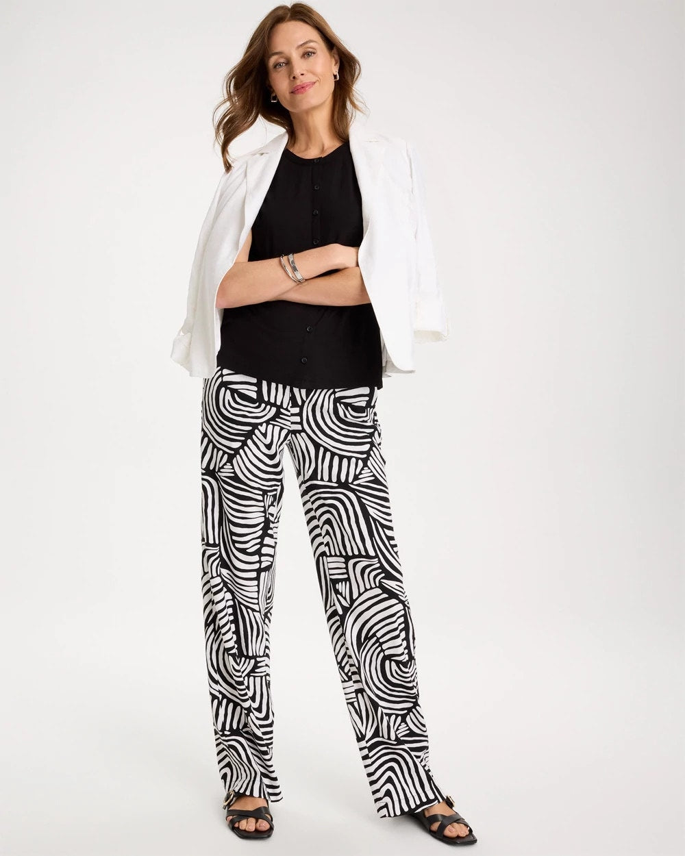 Chico's / Geo Pull-On Wide-Leg Linen Pants