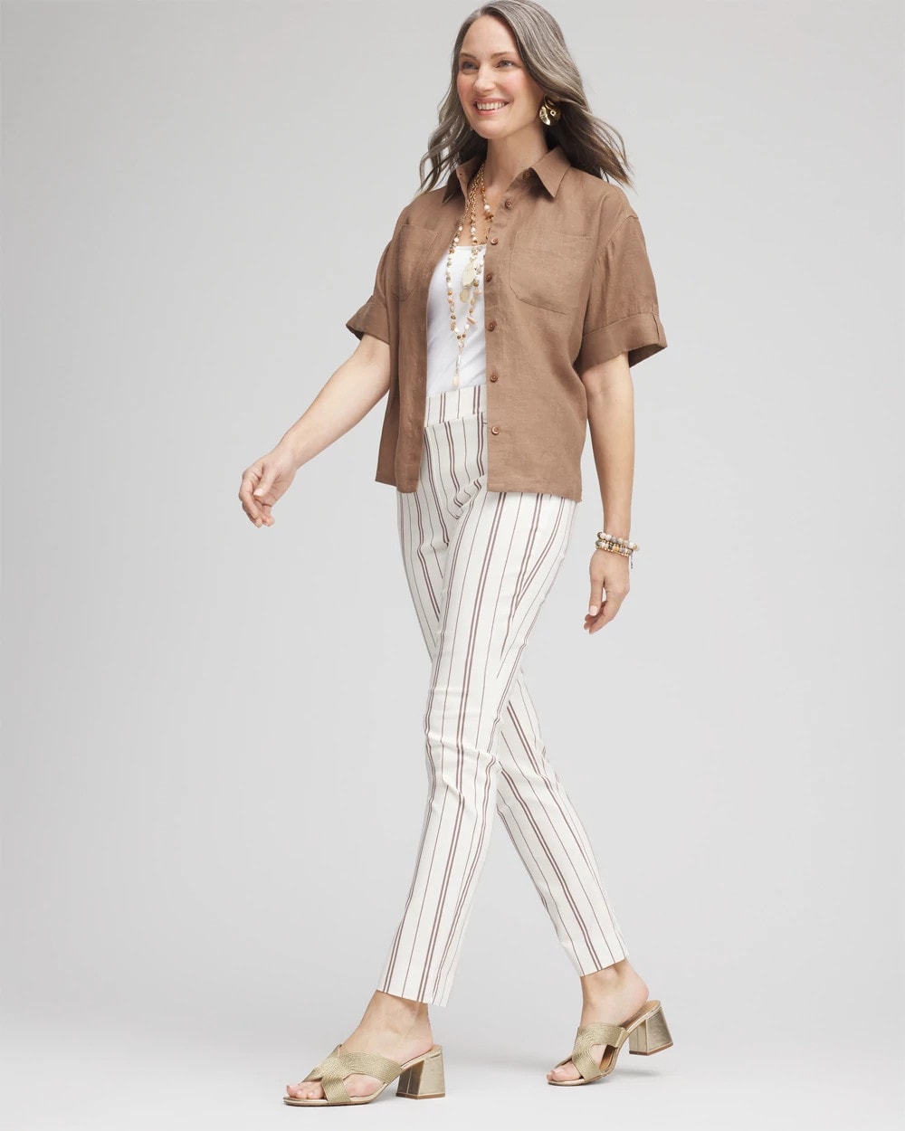Chico's Discount - Petite Brigitte™ Striped Ankle Pants
