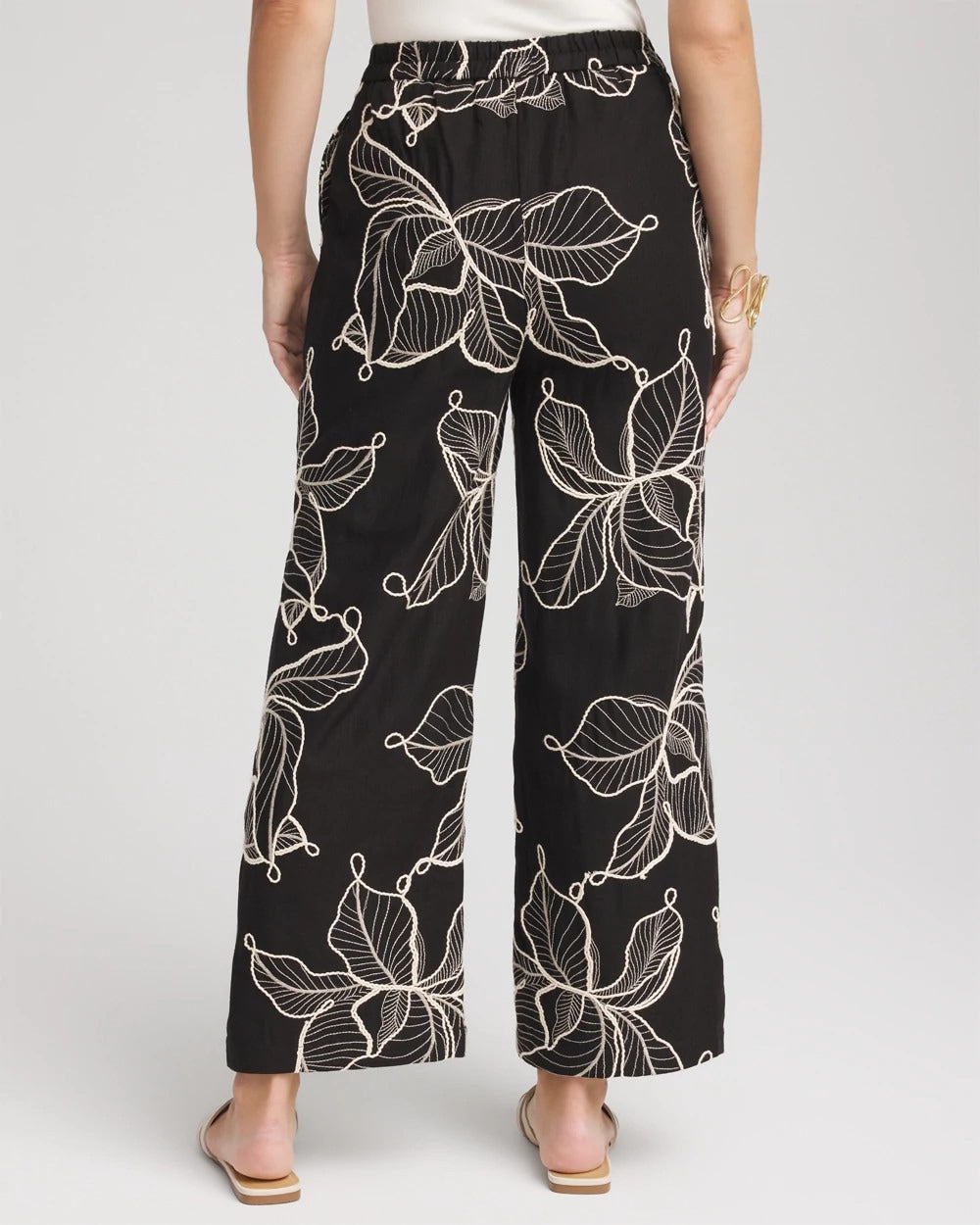 Chico's US - Embroidered Wide-Leg Cropped Pants