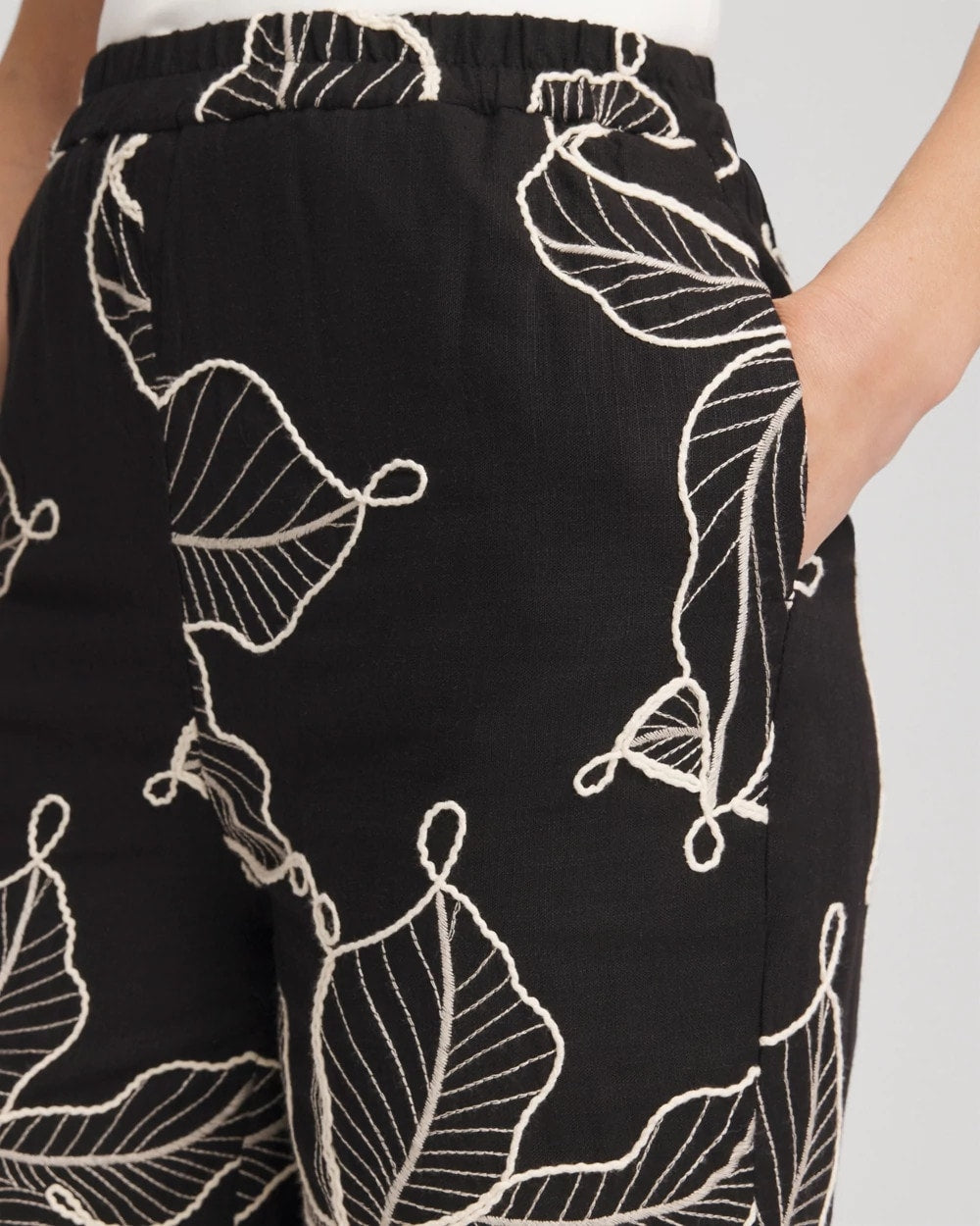 Chico's US - Embroidered Wide-Leg Cropped Pants
