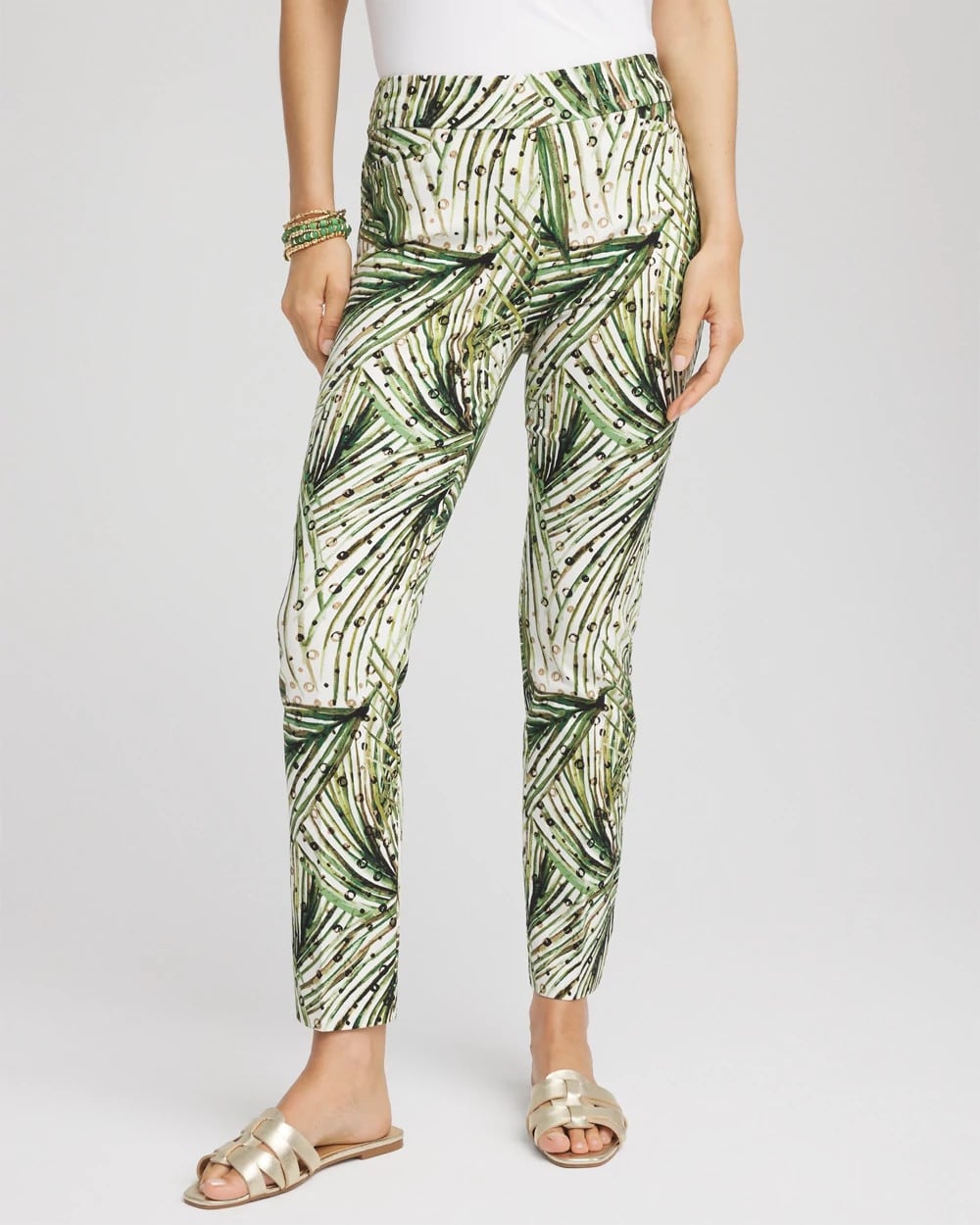 Chico's Discount - Brigitte™ Slim Ankle Palm-Print Pants