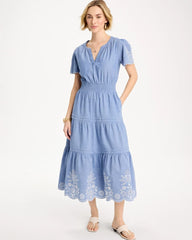 Chico's Outlet - Chambray Embroidered Dress