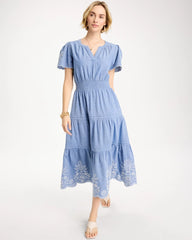Chico's Outlet - Chambray Embroidered Dress