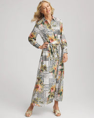 Chico's Discount - Artisanal Floral Print  Maxi Shirtdress