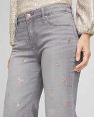 Chico's Discount - Rose Gold Embellished Girlfriend Flared Jeans
