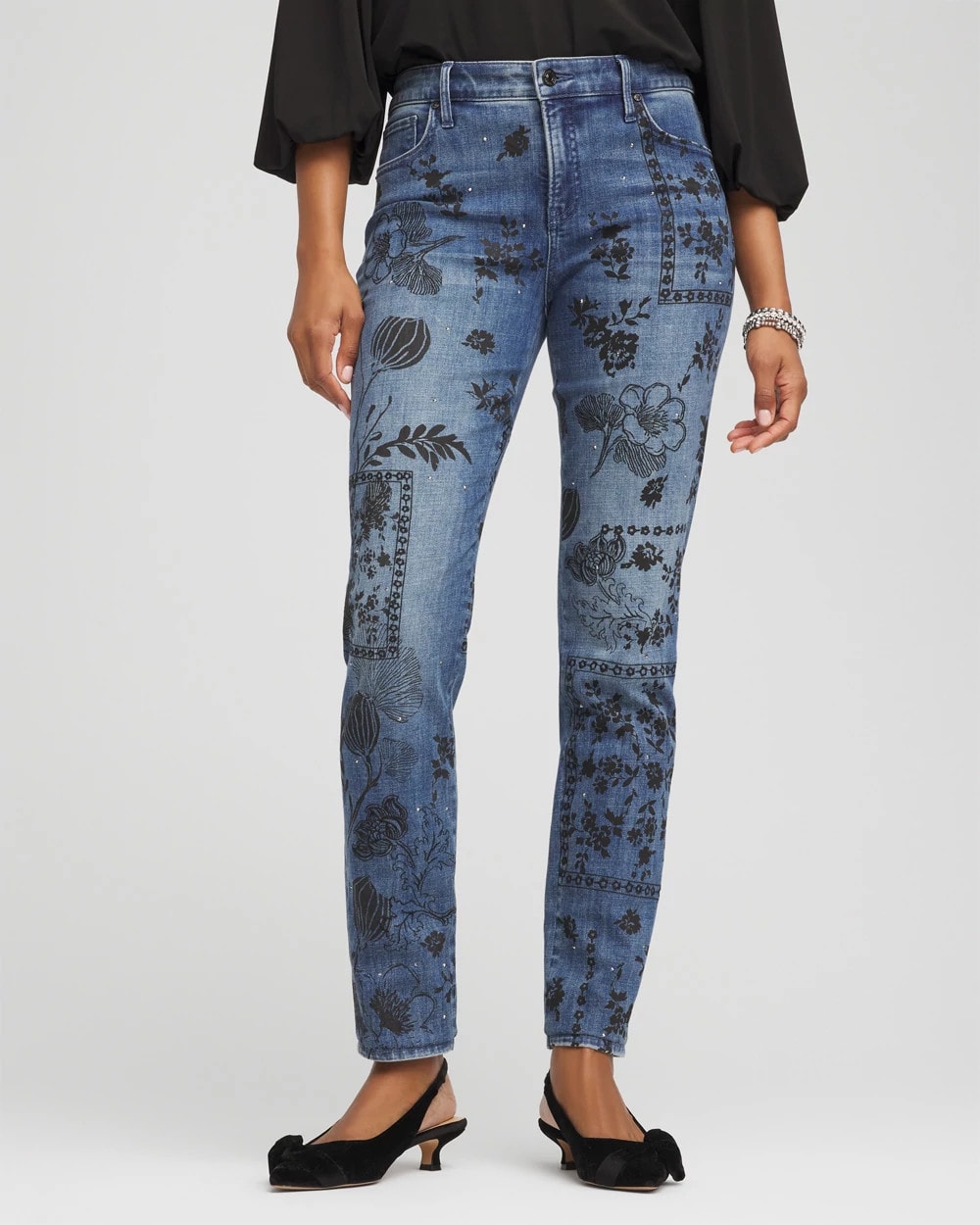 Chico's Online - Mixed-Media Girlfriend Slim Ankle Jeans