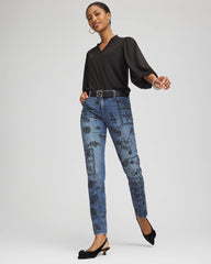 Chico's Online - Mixed-Media Girlfriend Slim Ankle Jeans