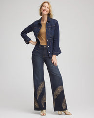 Chico's US - Embellished High-Rise Wide-Leg Jeans
