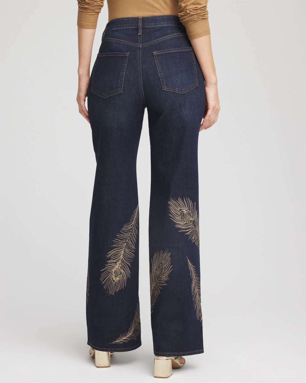 Chico's US - Embellished High-Rise Wide-Leg Jeans
