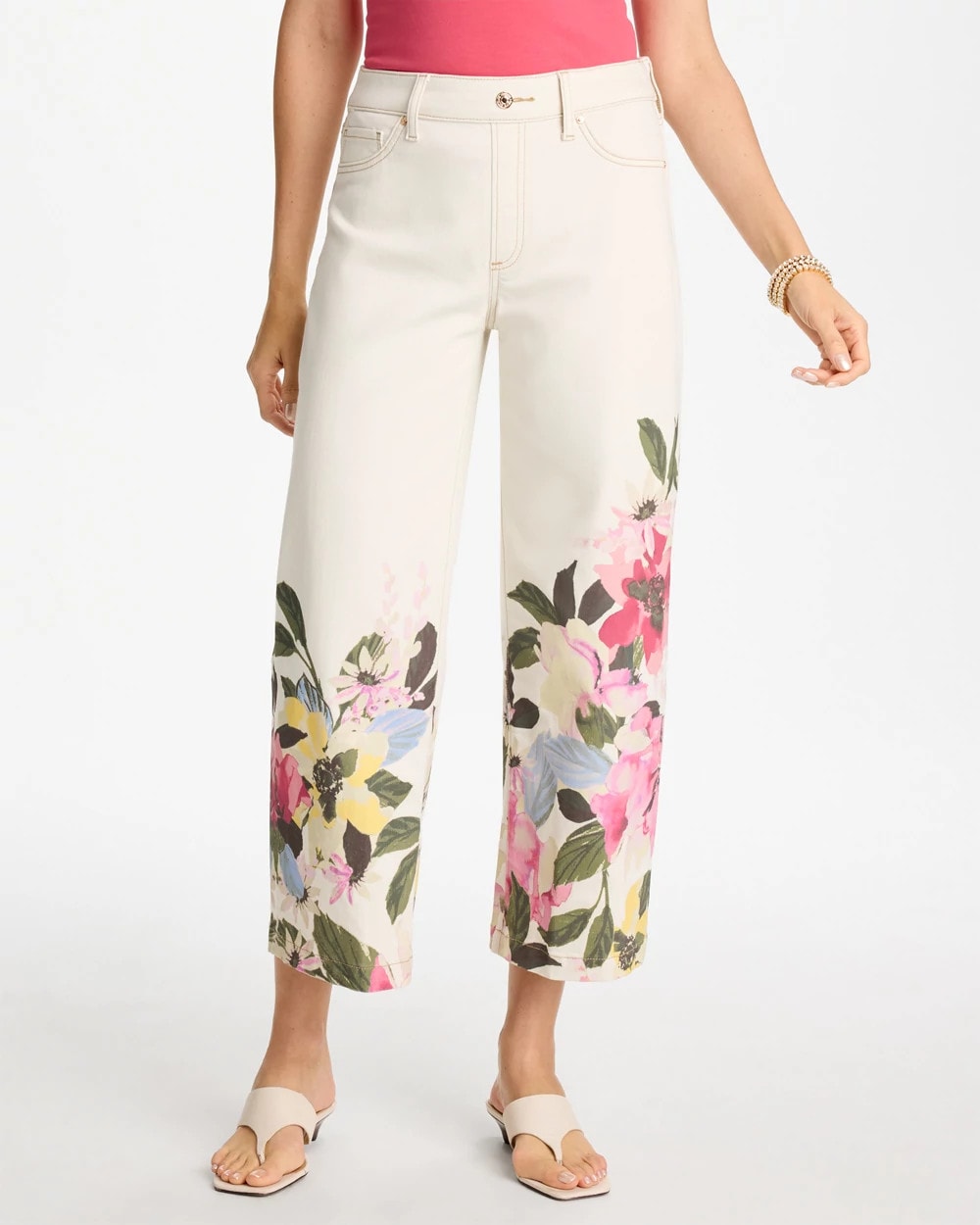 Chico's Discount - Printed Pull-On Wide Crop Jeans