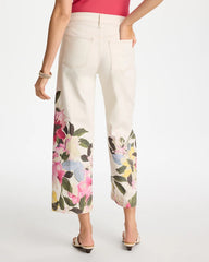 Chico's Discount - Printed Pull-On Wide Crop Jeans