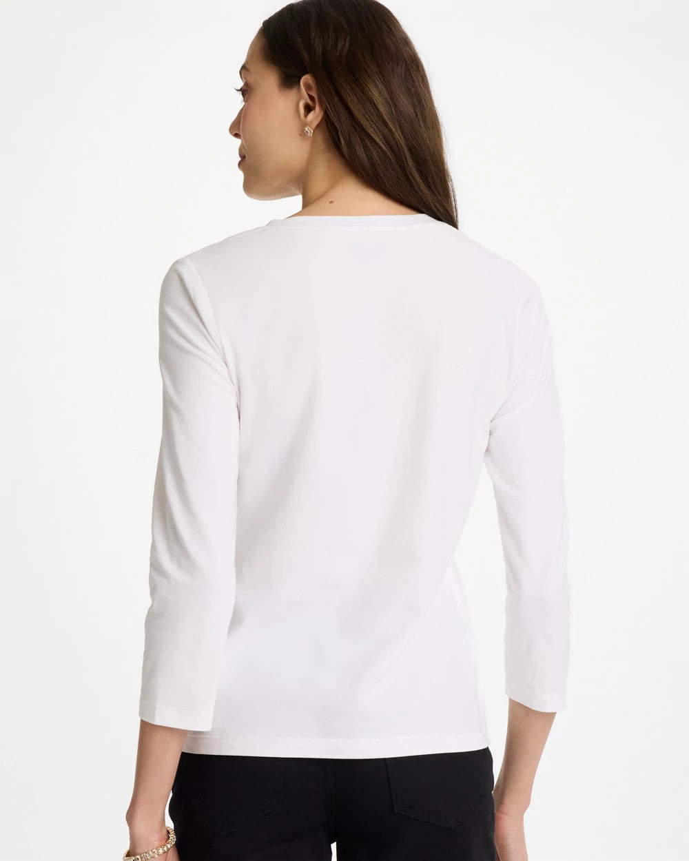 Chico's Sale - Printed Cotton Stretch 3/4 Sleeve Tee