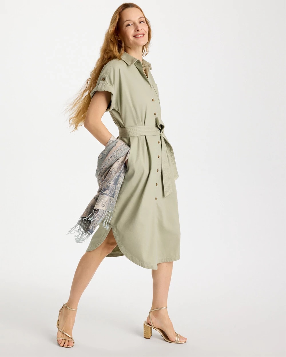 Chico's Outlet - Dolman Tie Hemp Denim Shirtdress