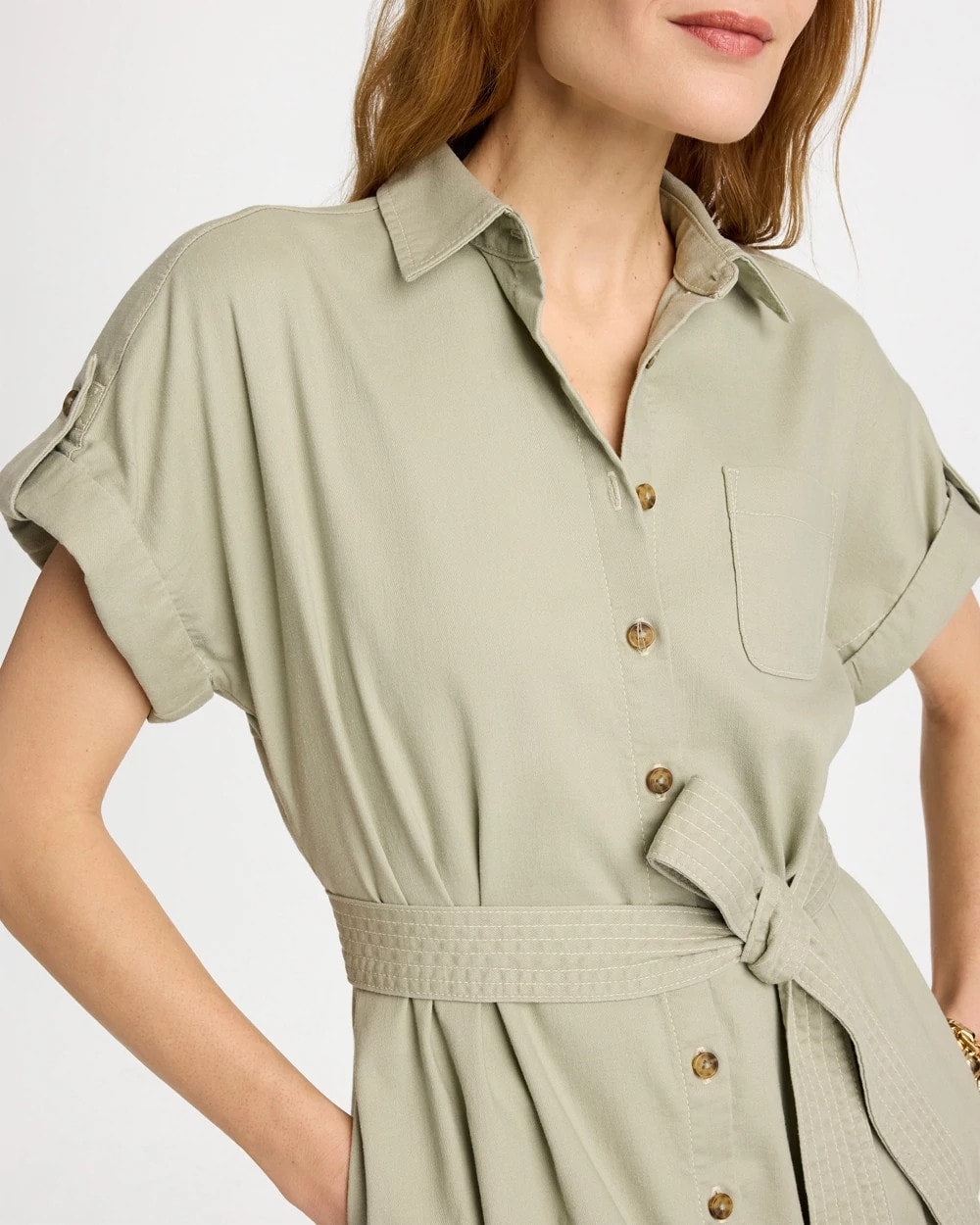 Chico's Outlet - Dolman Tie Hemp Denim Shirtdress