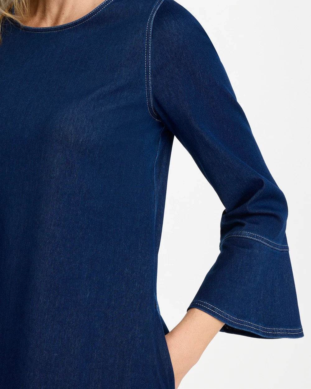 Chico's Discount - Bell Sleeve Knit Denim Dress