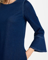 Chico's Discount - Bell Sleeve Knit Denim Dress