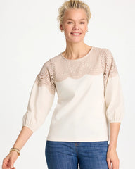 Chico's Sale - Lace Crochet Sleeve Tee