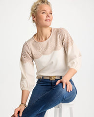 Chico's Sale - Lace Crochet Sleeve Tee