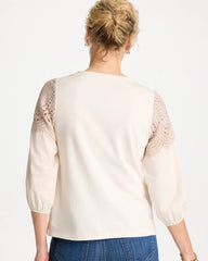 Chico's Sale - Lace Crochet Sleeve Tee