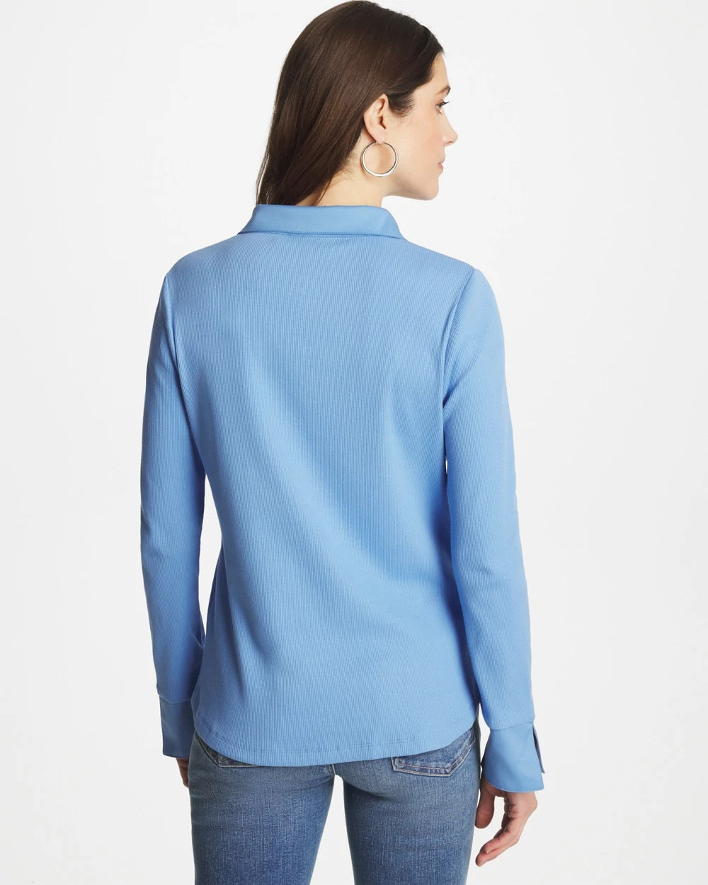 Chico's Discount - Knit Woven Mix Rib Henley