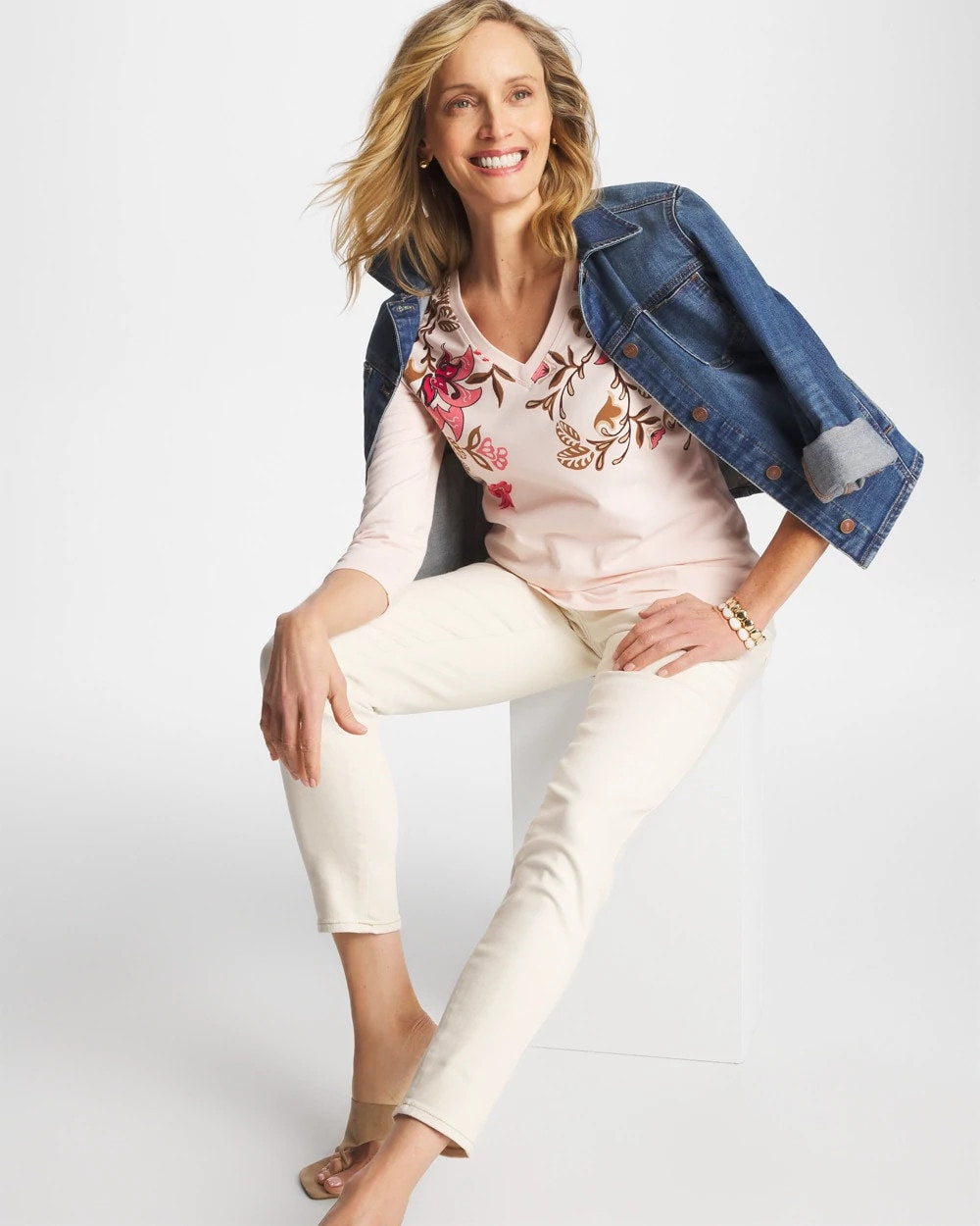 Chico's For Sale - Stretch-Cotton 3/4 Sleeve Perfect Tee