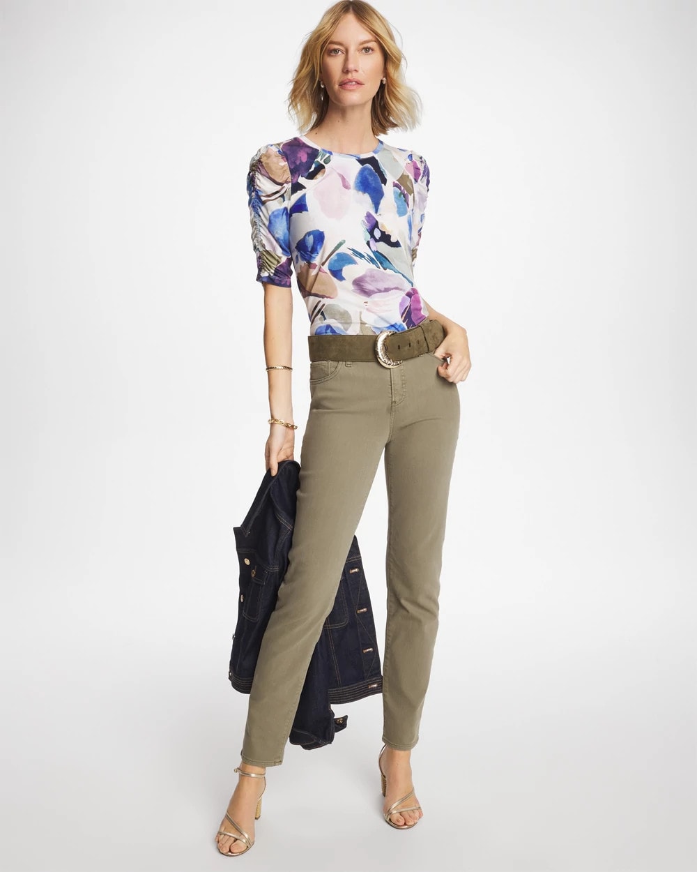 Chico's Online - Geo Blur Ruched Sleeve Tee