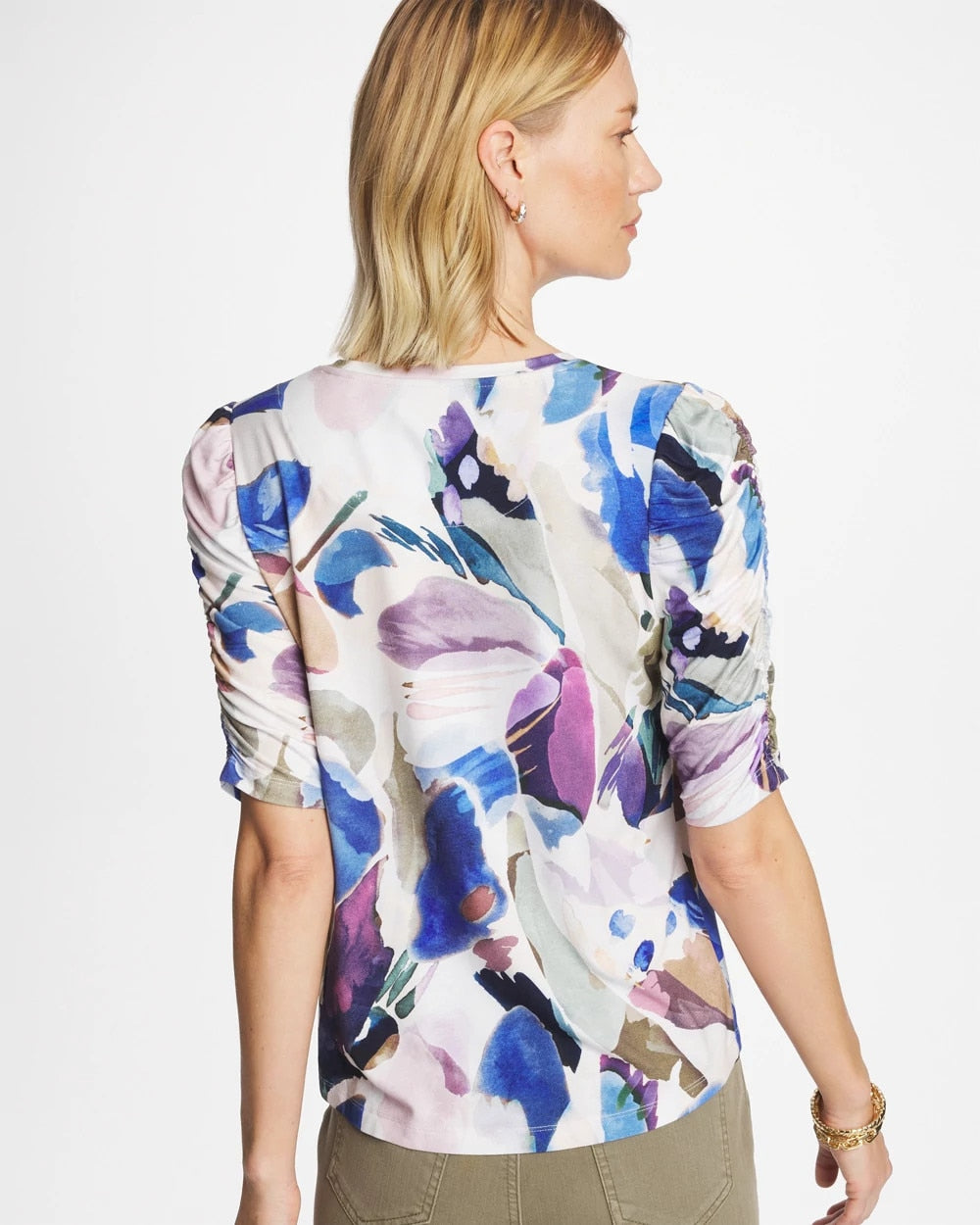 Chico's Online - Geo Blur Ruched Sleeve Tee