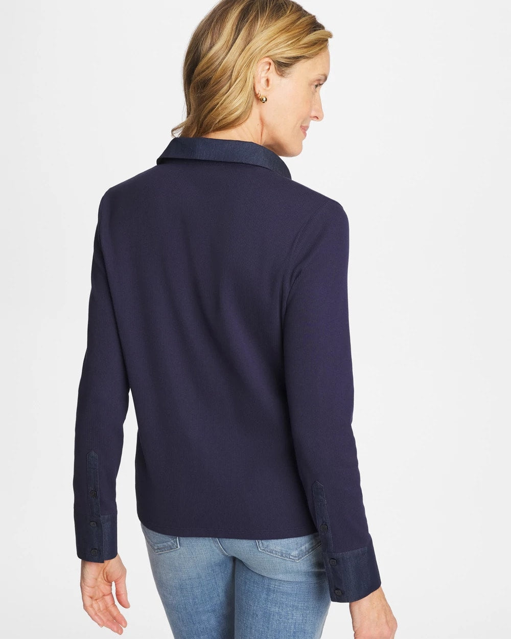 Chico's / Collared Rib Mix Henley