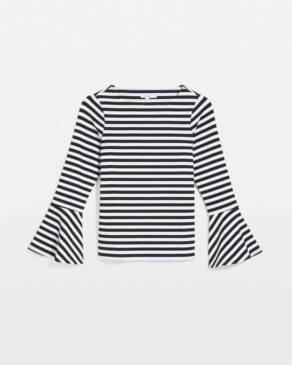 Chico's Sale - Striped Rib Knit Bell Sleeve Top
