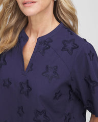 Chico's Outlet - Embroidered Star Split Neck Blouse