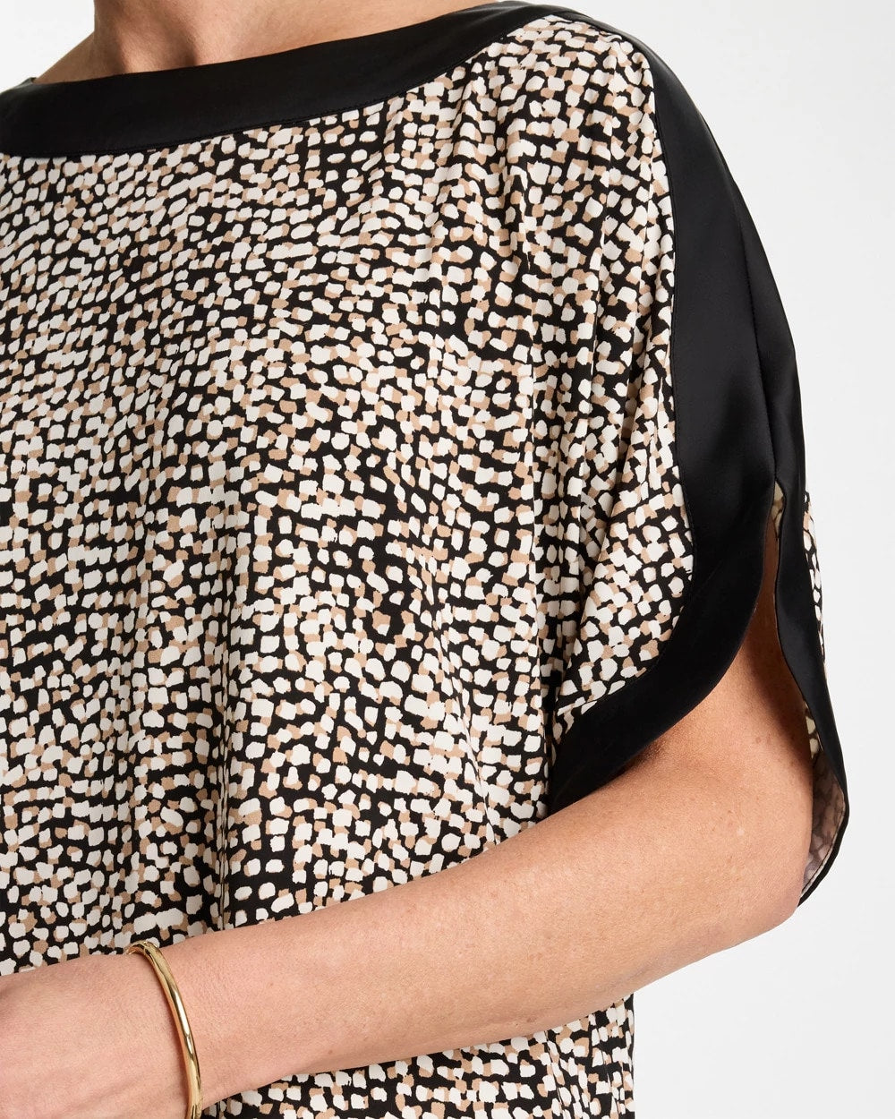 Chico's Discount - Printed Jersey & Satin Dolman Tee