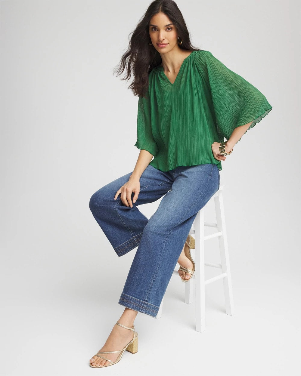 Chico's On Sale - Textured Pleated Chiffon Blouse