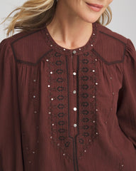 Chico's US - Embroidered Crinkle-Cotton Blouse