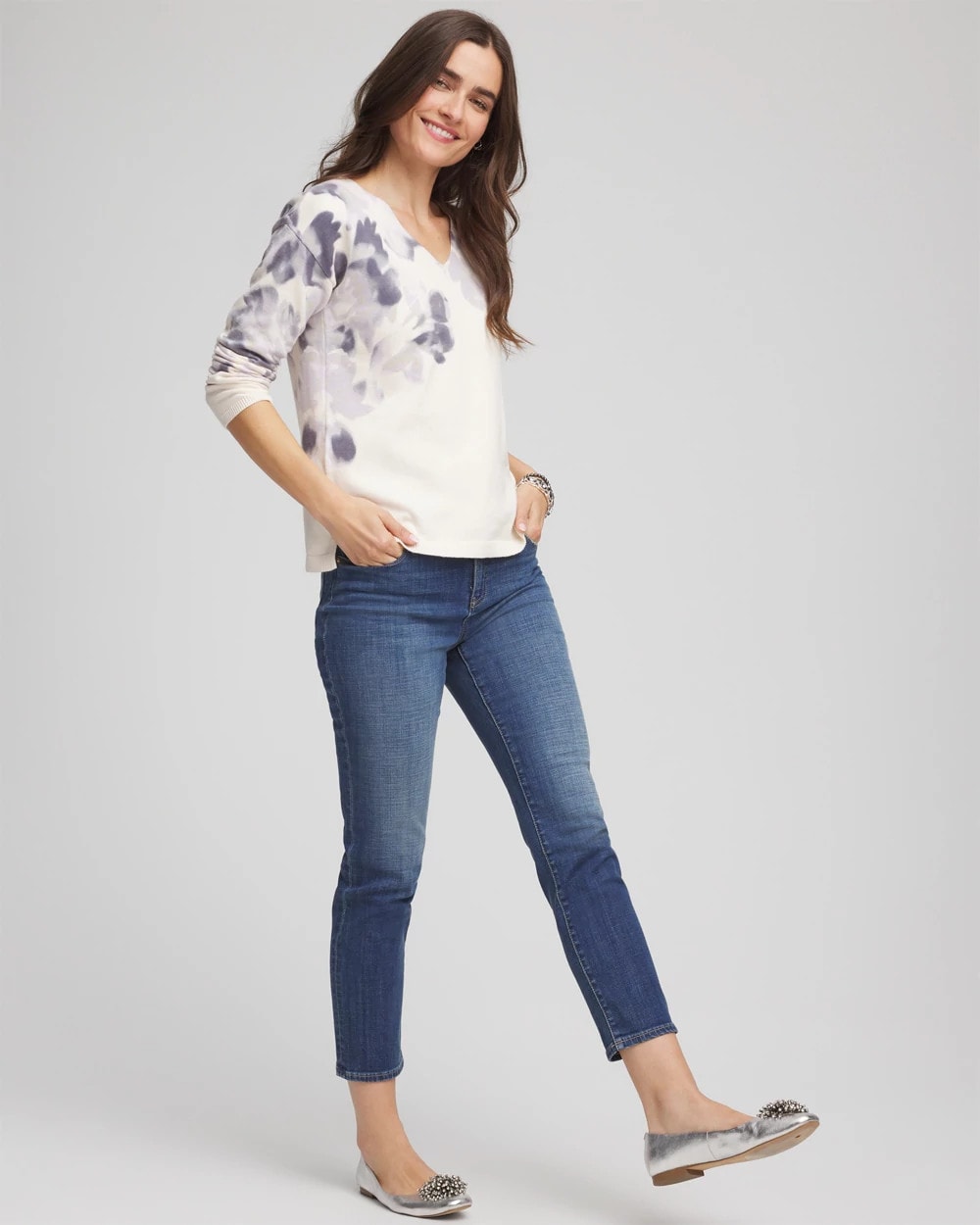 Chico's For Sale - Printed V-Neck Sweater