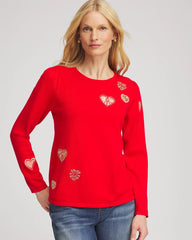 Chico's US - V-Day Embroidered Heart Pullover