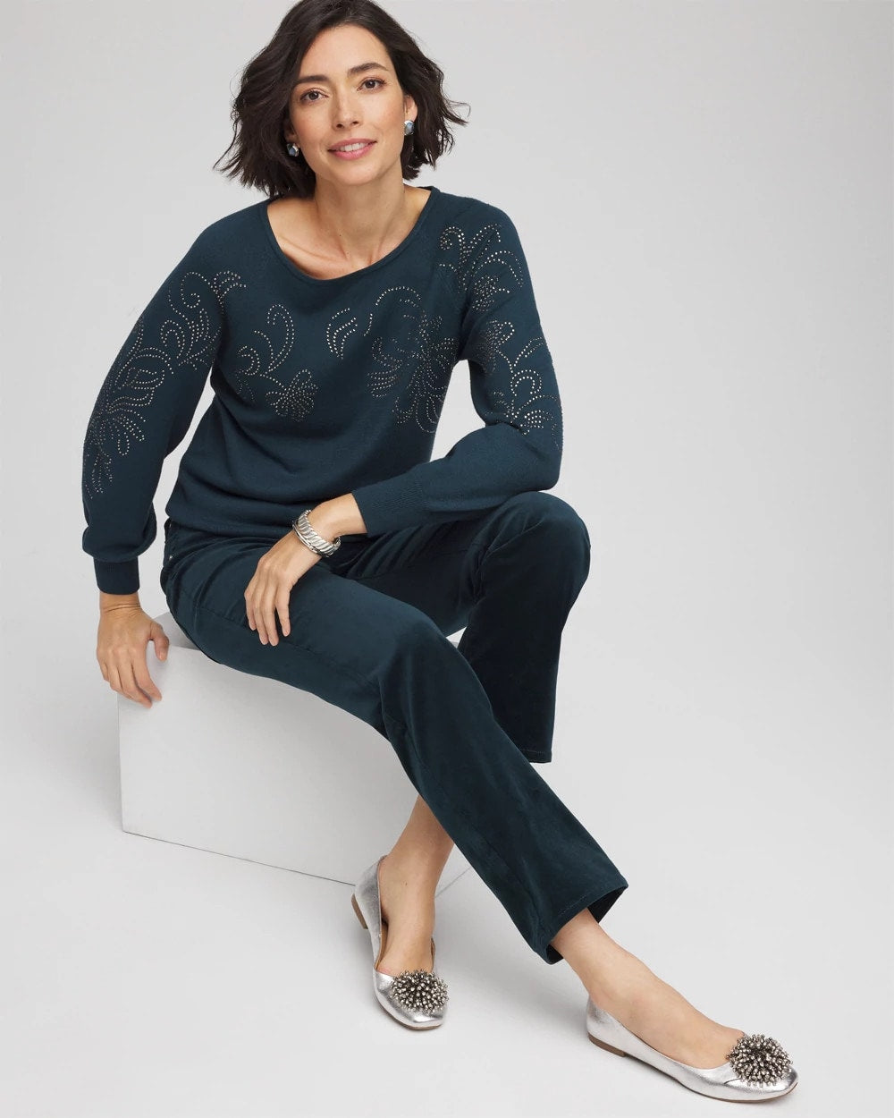 Chico's Discount - Heatset Embroidered Pullover