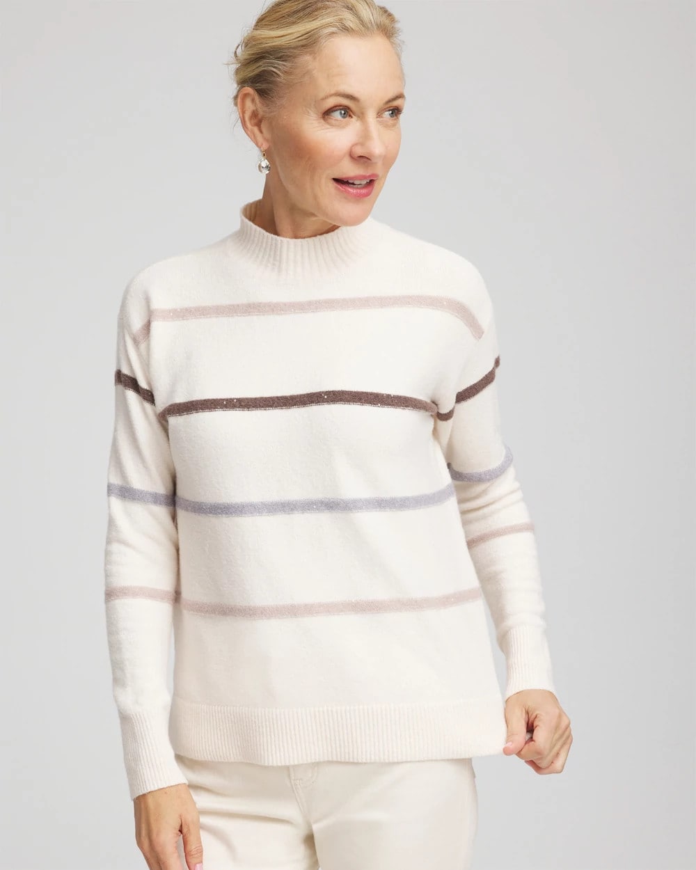 Chico's On Sale - Sequined Stripe Pullover Sweater