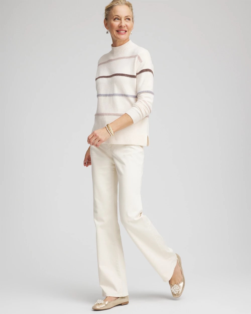 Chico's On Sale - Sequined Stripe Pullover Sweater