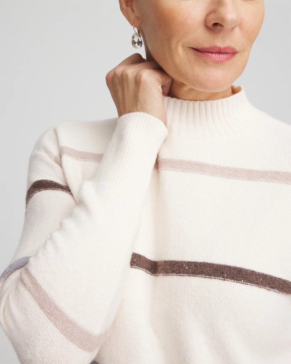 Chico's On Sale - Sequined Stripe Pullover Sweater