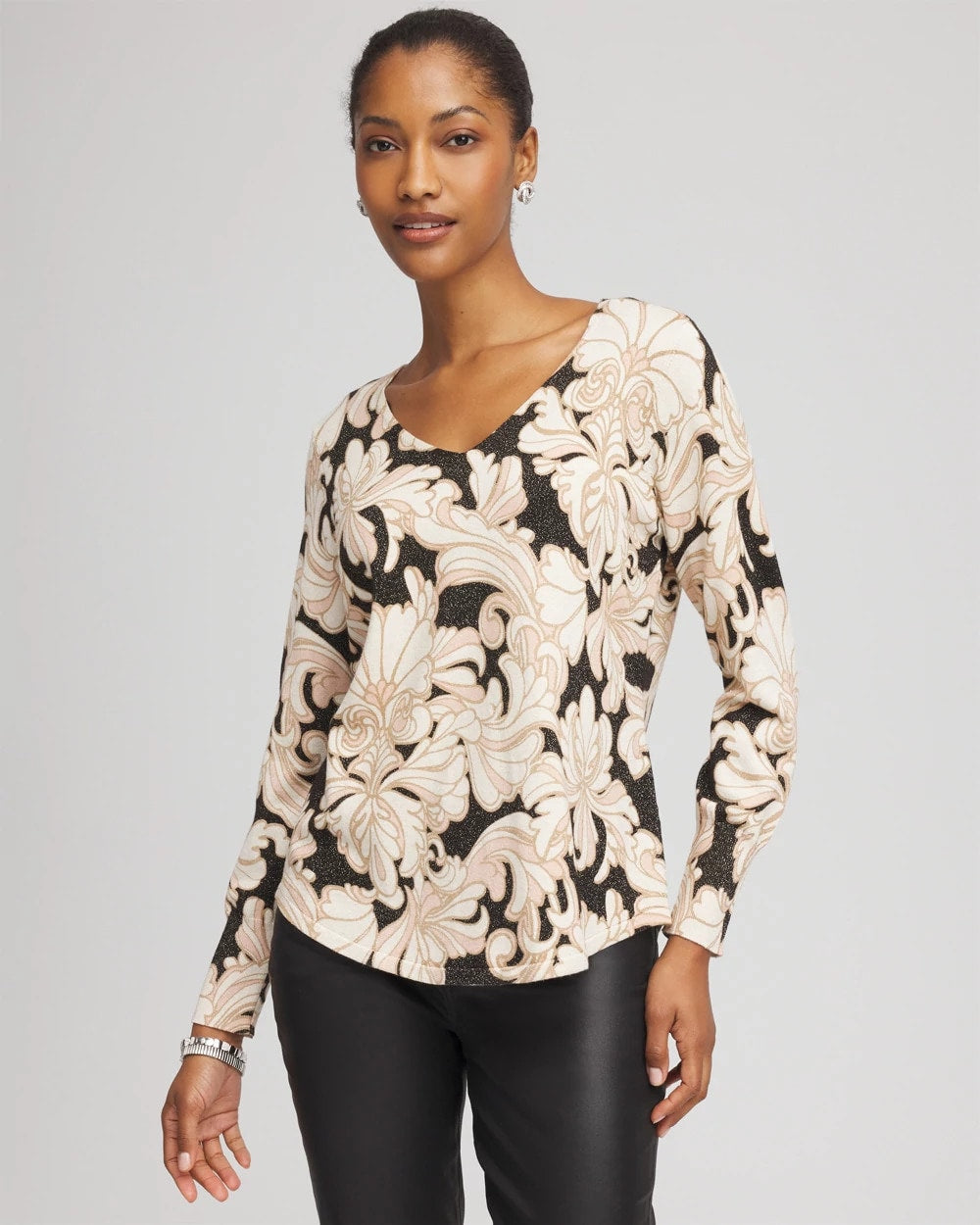 Chico's US - Ella Metallic V-Neck Sweater