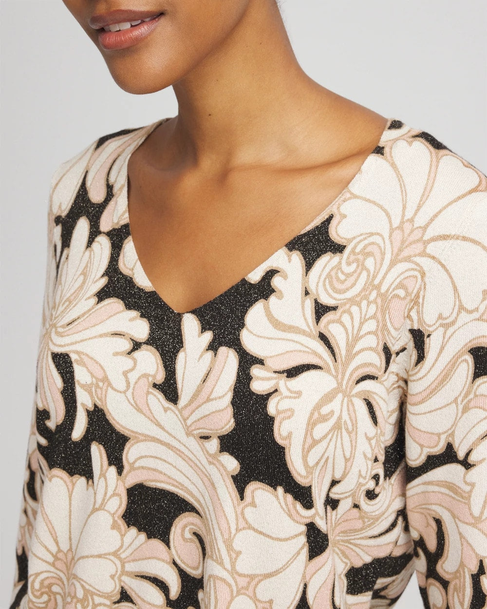 Chico's US - Ella Metallic V-Neck Sweater