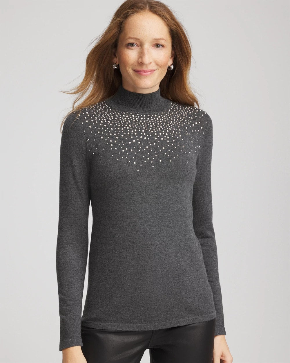 Chico's / Ella Rhinestone Mockneck Sweater